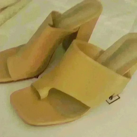 Shein summer beach evening beige block slip on square toe sandal heel 10 - Picture 3 of 4